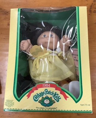 Nuevo 🌟 Cabbage Patch Kids 1984 cabello castaño y ojos en caja con certificado Coleco Foto 1 de 4