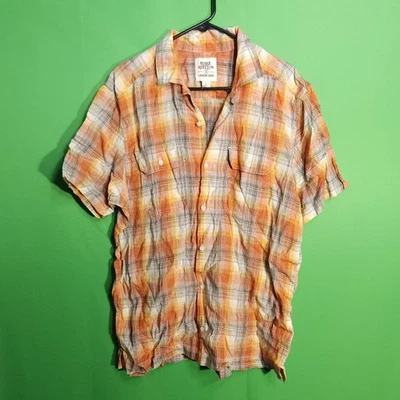 Blake Shelton Lands End Mens Large Orange Linen Button Up Shirt - Image 1 of 4