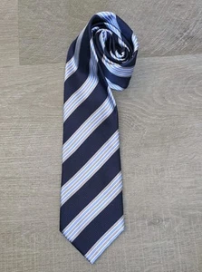 Donald J Trump Tie Signature Collection Handmade 100% Silk Blue Gray White - Picture 1 of 5