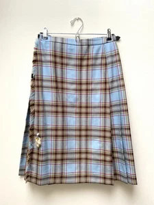 Diana Plaid Tartan Kilt Skirt Vintage 14 8 Blue - Picture 1 of 7