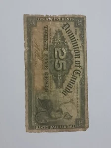 1900 Dominion Of Canada 25 TWENTY-FIVE Cents Paper Money Currency Note WTE - Picture 1 of 2