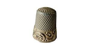 Ketchum Thimble  Vintage 14k Yellow Gold & Sterling Silver - Picture 1 of 5