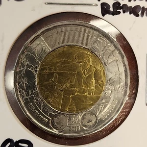 Circ. Canada 2015 $2 100th anniversary In Flanders Fields poppy Toonie coin good - Bild 1 von 3