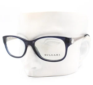 Bvlgari 4081-H 5296 Anteojos Cristal Azul con Cadena Plateada 53-17-135 - Imagen 1 de 9