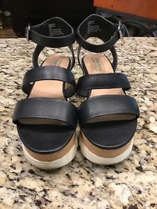 Steve Madden Kirsten Damen-Plateausandalen Größe 7 M schwarz Kork Y2K Sägezahn - Bild 1 von 7