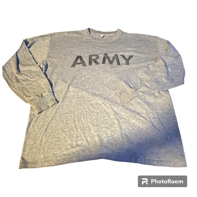 Vintage Army T Shirt Adult XL Grey Long Sleeve USA Military Mens 90s - Image 1 of 4