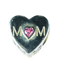 Authentic Pandora Silver Charm -791881PCZ Mother Heart Charm Bead .925 ALE