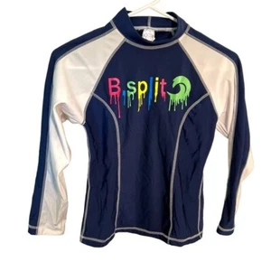 B. Split Kids Boys Girls Size Medium Rash Guard Navy Blue Mock Neck Long Sleeve - Picture 1 of 12