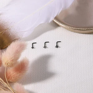 4-6Pcs 20G Nose Rings Studs Surgical Steel Nose Rings CZ L Shaped Corkscrew N... - Picture 1 of 1