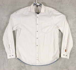 7 For All Mankind Hemd Herren kleine Knopfleiste Langarm weiß Streifen Freizeit - Bild 1 von 14