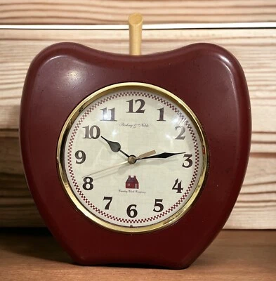 Wall Clock Red Apple Sterling & Noble Approx. 9" x 8" Farm House Vintage - Image 1 of 2