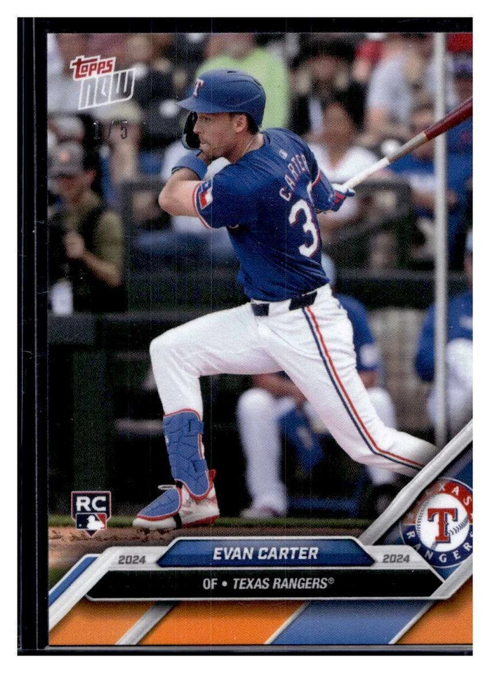 2024 Topps Now Road to Opening Day OD-142 Evan Carter RC Orange Parallel #d /5 - Image 1 of 2