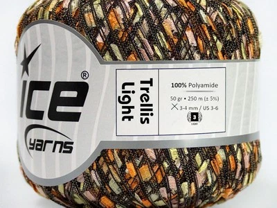 Orange Green Pink Trellis Light #45878 Ice Mini Ladder Ribbon Yarn 50gr 273yd - Image 1 of 3