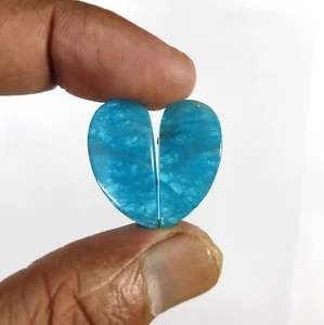 Collar apatita azul 24,50 quilates fabricación cabujón natural 2 piezas 23x11x3,6 mm - Imagen 1 de 7