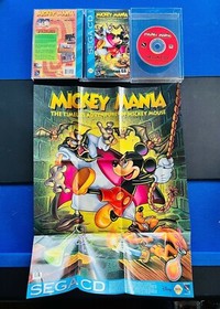 🔥 Mickey Mania 🔥 Sega CD CIB Complete Case Manual + POSTER Reg Card Authentic
