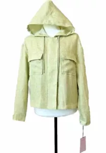 Giacca Avec Les Filles leggera con cappuccio verde lime donna taglia media M nuova con etichetta - Foto 1 di 12