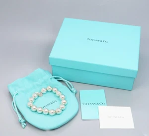 Tiffany Hardware Sfera Bracciale 925 Argento Piccolo Lunghezza 17.5cm W/Scatola - Picture 1 of 7