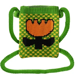 Cross-body Fabric Phone Bag Flower Tulip Pattern Green - Picture 1 of 6