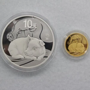 2019 China 10+50YUAN Coin China Zodiac Pig Gold And Silver Coin 3g+30g ! - Picture 1 of 7