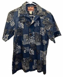 RJC Hawaiian Men’s Sz Small Shirt Blue Hibiscus Made in Hawaii Cotton Blend - Picture 1 of 3