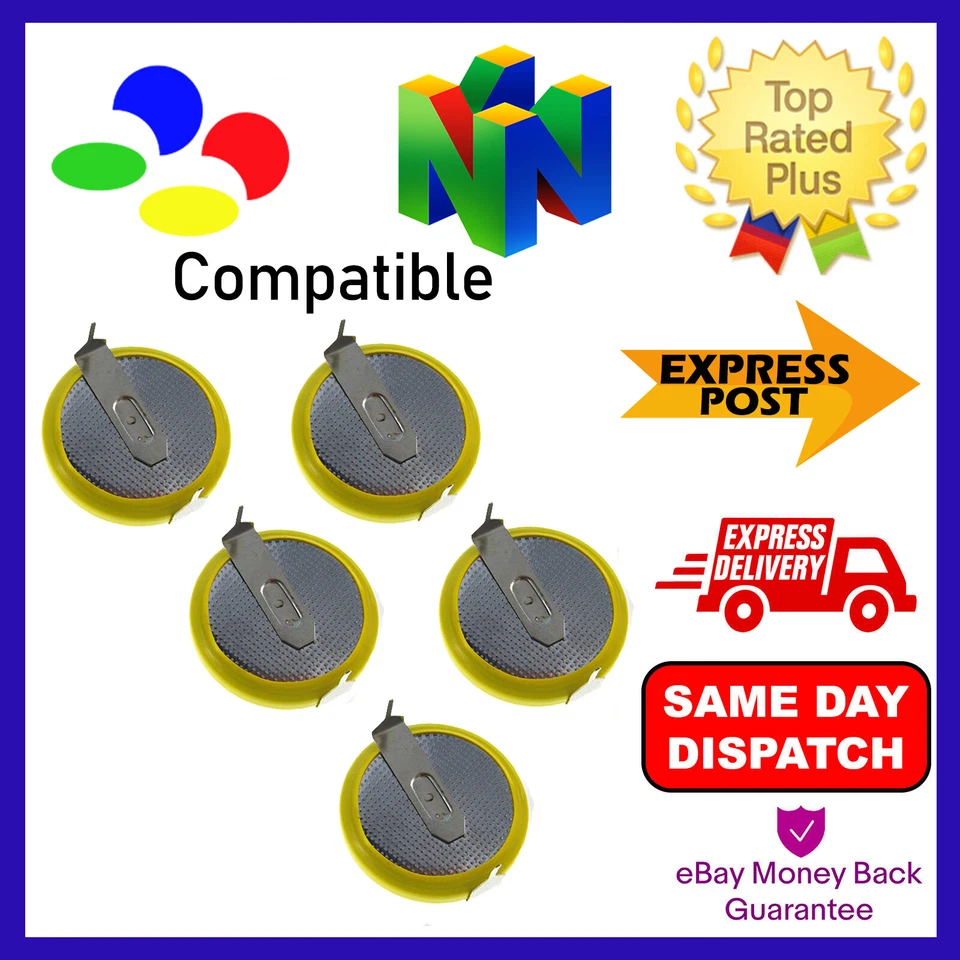 SUPERSMASHMEDIA CR2032 BATTERY FOR SNES N64 SEGA REPLACEMENT BATTERIES [5 PACK]