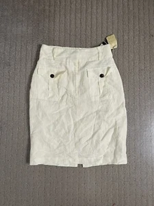 Forever 21 contemporary pocket front knee long skirt women ivory beige NWT-0165 - Picture 1 of 7