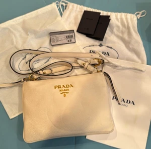 Prada White Leather Vitello Phenix Crossbody Bag - Picture 1 of 15