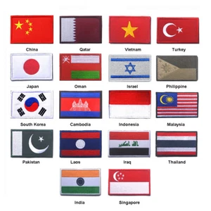 Embroidered Countries National Flag Hook Loop Patch Back Fastener Emblem Badge - Picture 1 of 7
