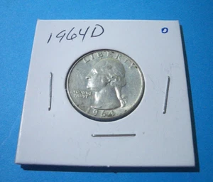 1964 D Washington 90% Silver quarter dollar coin - Picture 1 of 2