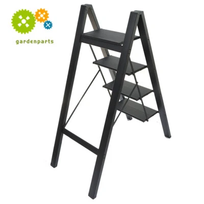 4 Step Ladder Folding Step Stool With Wide Anti-Slip Pedal Aluminum Lightweight - Image 1 of 4