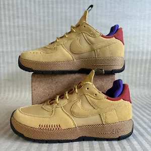 Nike Womens Air Force 1 Wild Low FB2348-700 Wheat Gold Suede Sneakers Size 8 NEW - Picture 1 of 20