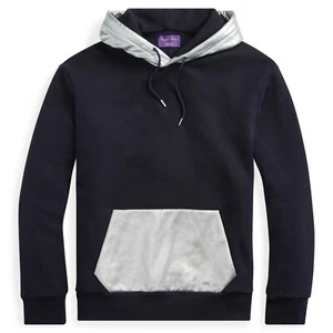 $595 Ralph Lauren Purple Label RLX Men Sweatshirt Hoodie Italy Navy Silver Large - Picture 1 of 5