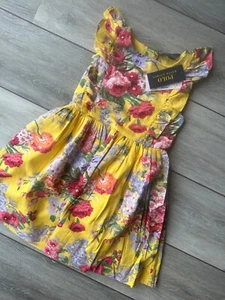 Ralph Lauren Polo Girl's Yellow Spring II Floral Print Dress - Age 6 - New Tags - Picture 1 of 14
