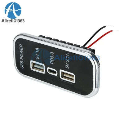 3-port 35.5W PD Fast Charge USB / Type-C Car Charger 12/24V Power Adapter Socket - Image 1 of 4