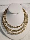 Vintage Signed Germany Gold Aluminum Multi Strand Chain Necklace