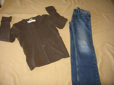 ABERCROMBIE NIÑOS JÓVENES TALLA 12 JEANS Y CAMISA GRANDE MANGA LARGA MARRÓN Foto 1 de 3