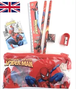 UK Marvel Spiderman Kids 7 PCS Stationery Set Pencil Case Rubber School Gift NEW - Picture 1 of 29