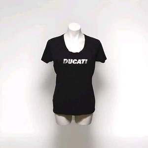 Ducati Women’s Black Short Sleeve Top Large Moto Racing Inspired Tee Casual Top - Picture 1 of 8