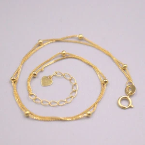 New 18K Yellow Gold Bracelet For Woman 7.48inch Double Wheat Link Chain - Picture 1 of 7