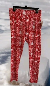JOYLAND PRINTED WOMEN'S CHRISTMAS LEGGINGS CHRISTMAS SZ XL RED NWT - Picture 1 of 11