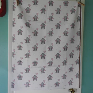 Laminated Cotton Water Resistant Fabric PUL White Baby Elephants 38"x60" - Picture 1 of 4