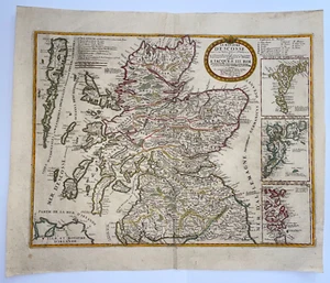 MAPA GRABADO ANTIGUO GRANDE ESCOCIA 1708 CORONELLI / NOLIN SIGLO XVIII - Imagen 1 de 14