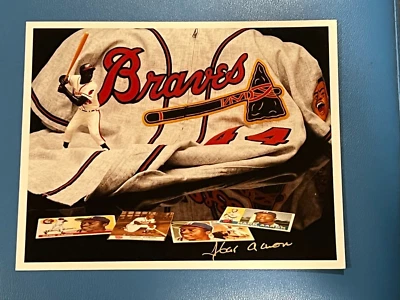 Milwaukee Braves Henry HANK AARON Signed 8x10 Photo #8 AUTO HOF, MVP, WS CHAMP - Image 1 of 2