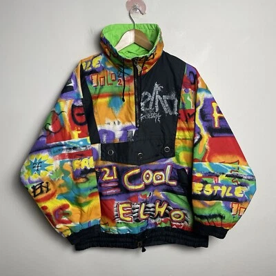 Vintage Elho Freestyle Ski Jacket Mens Small Anorak Colourful Retro AOP Pullover - Image 1 of 4