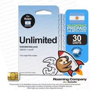 ๐ Argentina UNLIMITED DATA Prepaid Travel SIM Roaming Hotspot 3GB4G - Picture 1 of 6