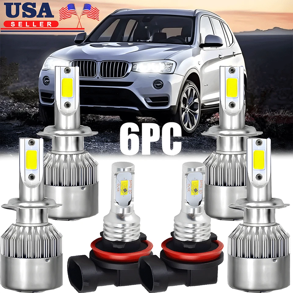 Lâmpadas de neblina Hi/Lo combo farol de LED para BMW X3 2011 2012 2013 2014 - 6x - Imagem 1 de 4
