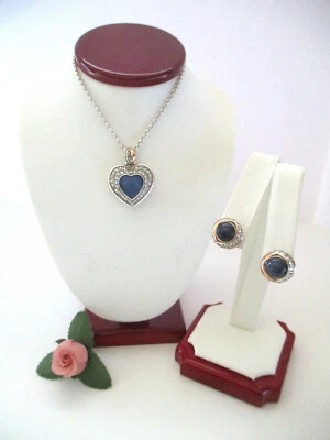 Brighton "NEPTUNE'S RINGS" Blue Heart Necklace-Earring Set (MSR$154) NWT/Pouch - Image 1 of 4