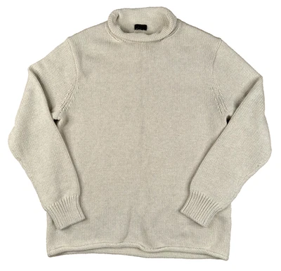 J Crew Sweater Orasman Roll Neck Ribbed Knit Mens M Beige Heavy Wool Fisherman - Image 1 of 4
