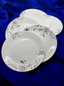 Corelle "Inked Poppy"  Vitrelle Dinner Plates - 10.25" - Set of (6). - Picture 1 of 5