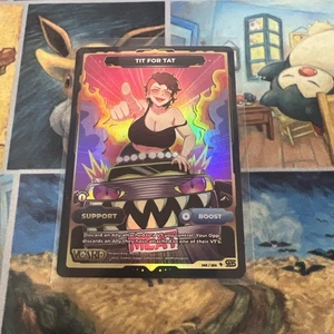 Vcard TCG Awakened Worlds 1st Edition Secret Rare Support Tit for Tat 265/250 - Bild 1 von 2